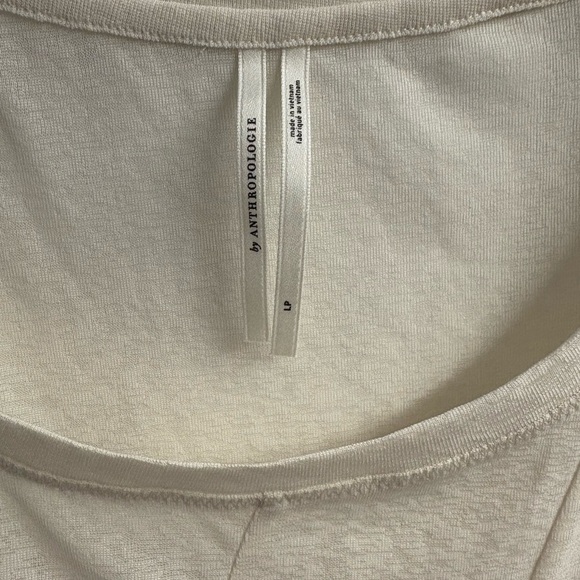 NWOT Anthropologie Short Sleeved Spliced Sheer Ruffled Top Size Petite Large - Picture 3 of 5